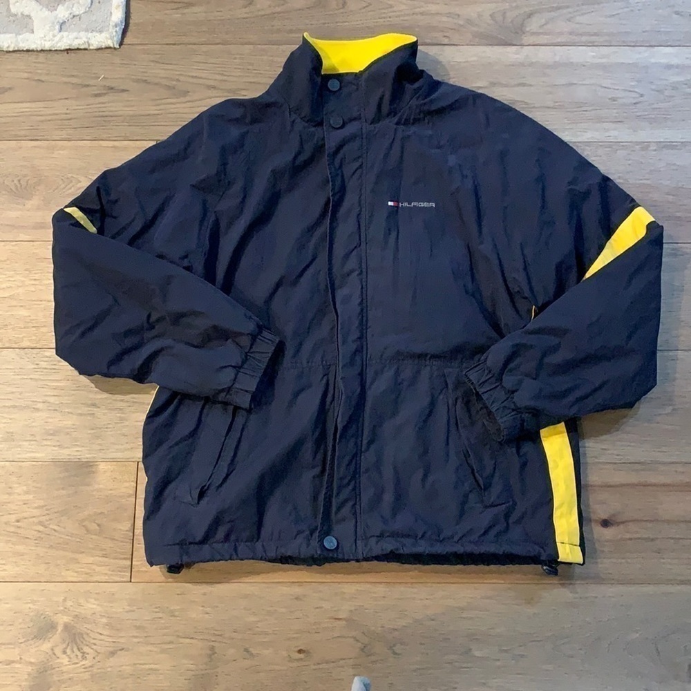 TOMMY HILFIGER | vintage spellout fleece lined jacket, size large
